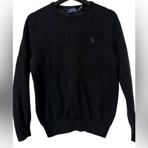 Vintage Polo Ralph Lauren Men's Waffle Knit Cotton Crew Neck BLACK Pullover